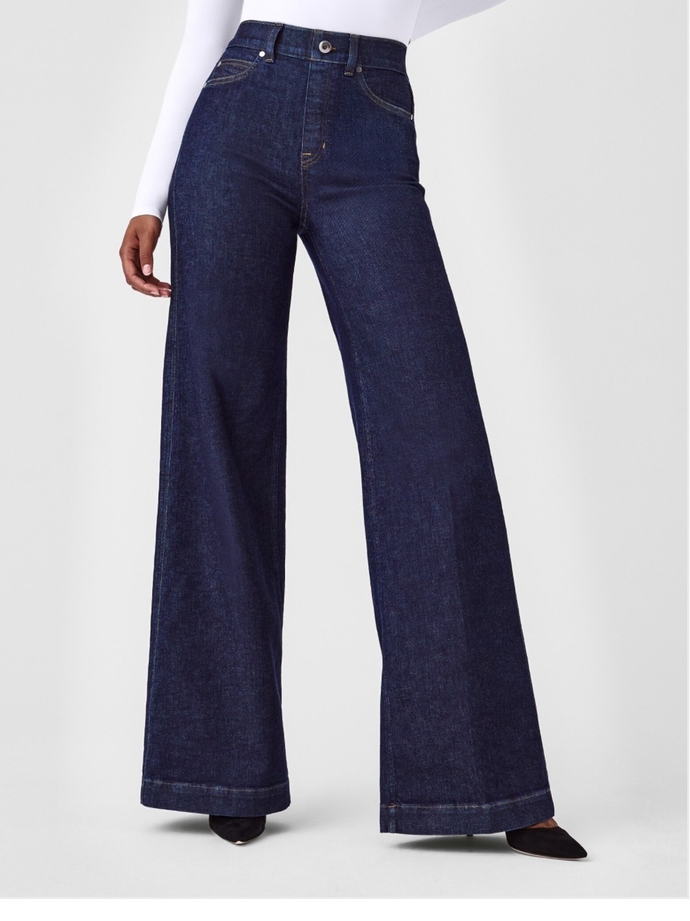 Spanx Wide Leg Jeans Raw Indigo Size Small